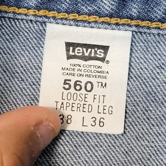 Levis 560 Loose Fit Tapered Leg Jeans Light Wash Denim 38x36 Vintage Mens - Picture 2 of 6